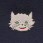 Cat Brooch, white enamel, silver-toned metal, 27x22mm+