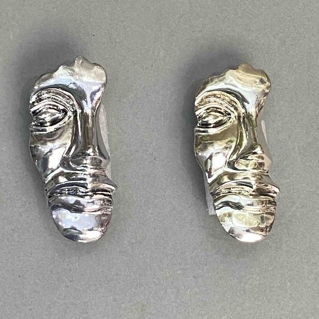 Brooch 'Accent Face', silver color (mix), 55×24 mm ± silver-tone metal