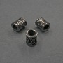 Silver-tone bead insert findings, 7×8 mm diameter, hole ~4.5 mm