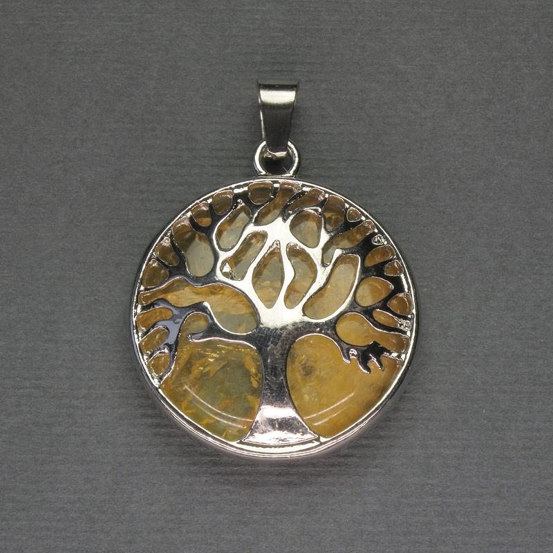 Citrine pendant in a "Tree" setting, diameter 27 mm+
