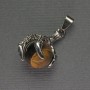 Pendant Tiger's Eye Paw with Ball 18x37mm +/- Silver-Tone Metal