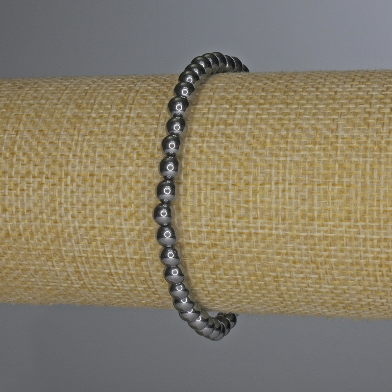 Terahertz Bracelet with Smooth Beads, 5 mm Diameter, 18 cm Length ± Stretch