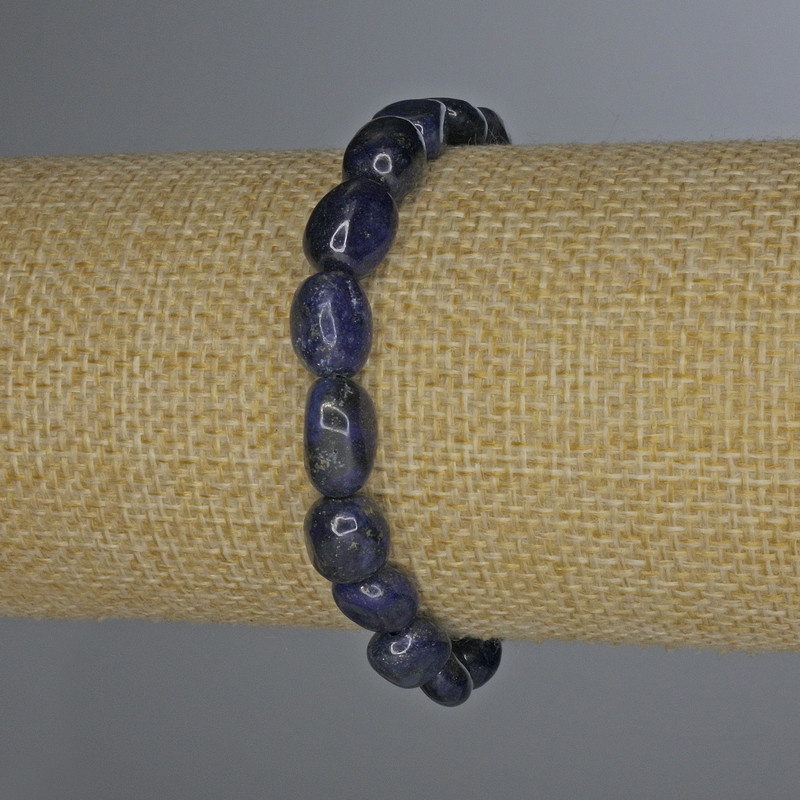 Lapis Lazuli Faceted Bracelet, 10x7mm beads, Stretch, 18cm