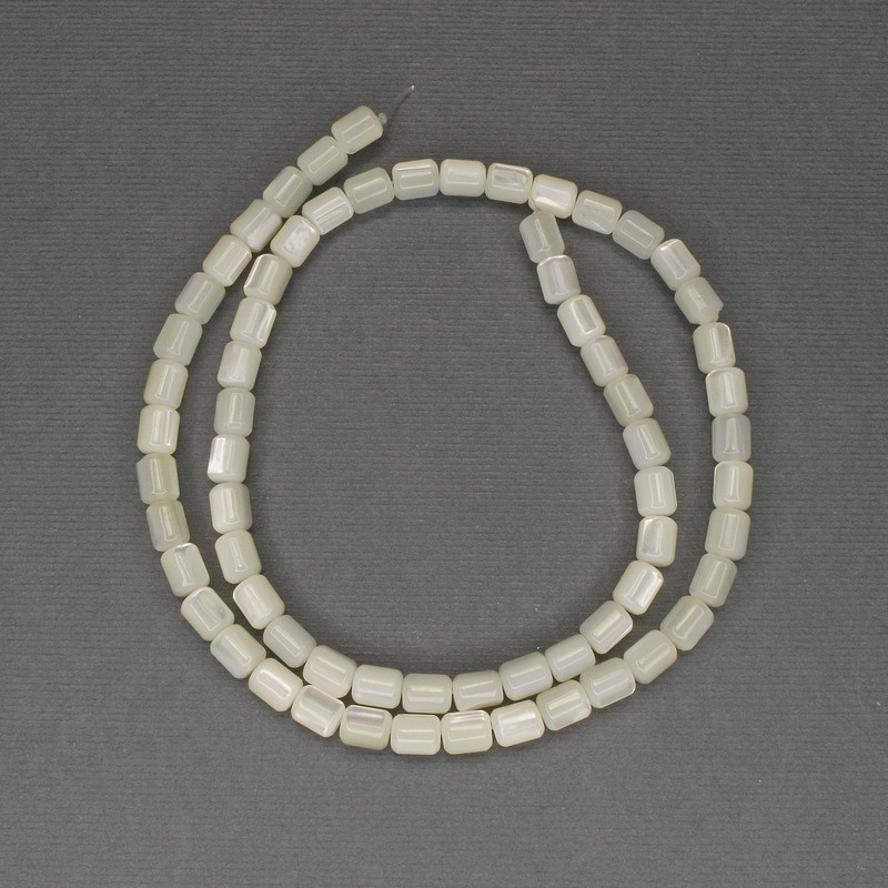 Mother-of-Pearl Cylindrical Beads, diameter 6x5 mm, length about 40 cm on a beading thread