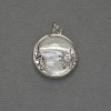 Mother-of-pearl pendant, circular, silver-toned metal, diameter 16mm, length 20mm