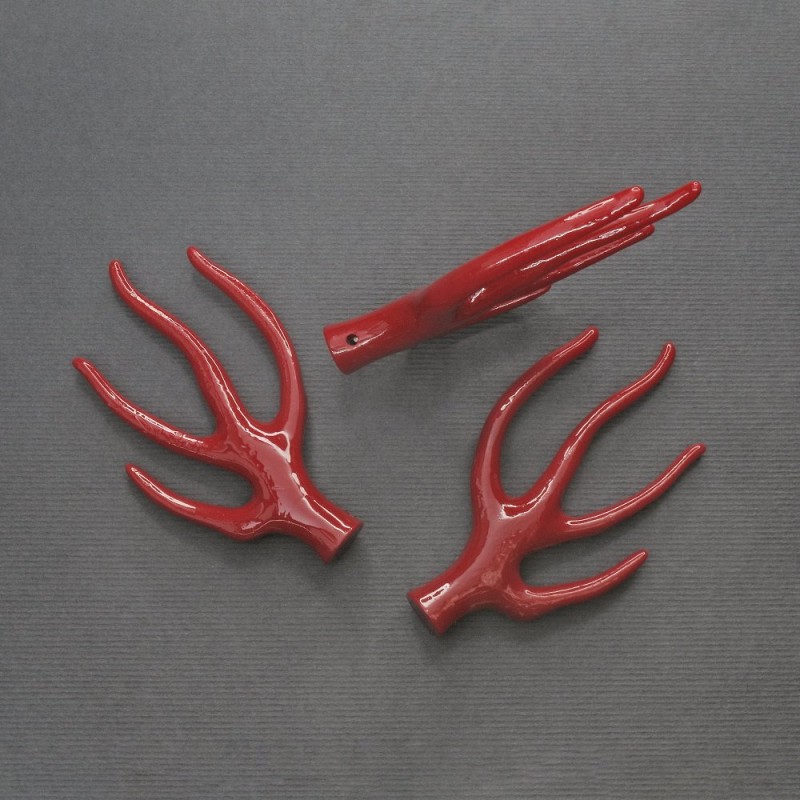 Artificial Coral Twig Pendant, 61×35 mm, with hole