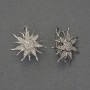 Ear wires for earrings with white rhinestones, silver-tone metal, 20mm diameter, pair