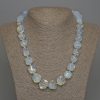 Necklace with Synthetic Moonstone, Faceted Beads, Diameter 13-15 x 12-15 mm, with Extender and Clasp, Length 50 cm+