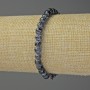 Black Fire Agate Bracelet with Faceted Beads, 6mm, 18cm, Stretch