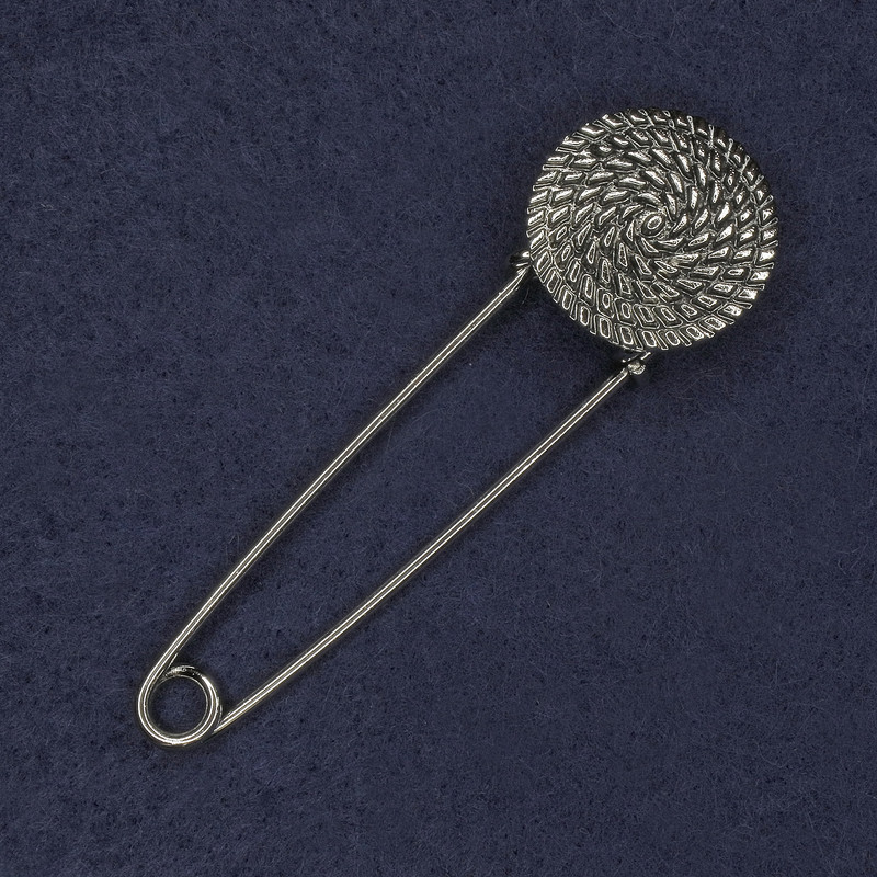 Coin Brooch-Pin 23x76 mm +/- Silvery Metal