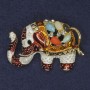 Elephant Brooch with Crystals and Assorted Stones, Enamel, Gold-tone Finish, 40x28 mm+