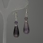 Amethyst teardrop earrings, 23×10 mm ±, with a 6 mm faceted bead ±, length 50 mm ±
