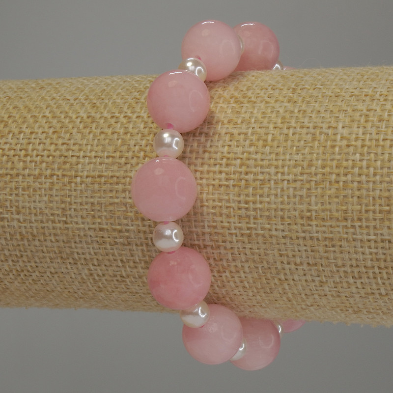 Bracelet Acrylic Smooth Bead, diameter 12mm±, Pearls (artificial acrylic) smooth bead 6mm±, length 18cm stretch