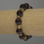 Garnet bracelet with smooth beads, 12 mm diameter ±, with metal inserts, 18 cm stretch