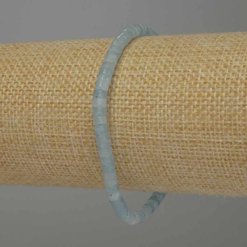 Aquamarine Rondelle Bracelet, 4×2.5 mm diameter, 18 cm stretch