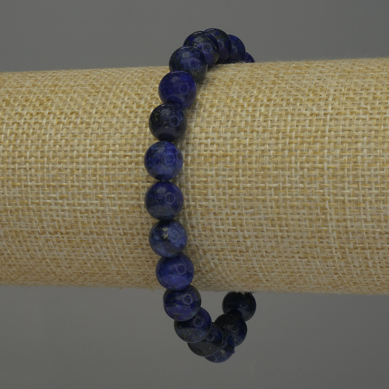 Lapis Lazuli Bracelet smooth beads, 8mm diameter, 18cm length, stretch