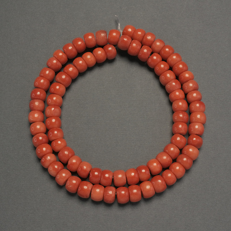 Orange Coral Beads (Artificial) Smooth Rondelle, 7x5 mm, 40 cm length on thread