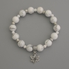 Kaholong bead bracelet, 10 mm diameter ±, Agate bead 4 mm ±, with metal inserts, length 18 cm ±, stretch