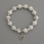 Kaholong bead bracelet, 10 mm diameter ±, Agate bead 4 mm ±, with metal inserts, length 18 cm ±, stretch