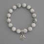 Kaholong Bead Bracelet, 8 mm Diameter ±, Czech Crystal Rondelles 3.5×3 mm ±, Length 18 cm ±, Stretch