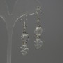 Rock Crystal Earrings — Faceted, 10x8 mm diameter, Shamrock pendant 10 mm, 44 mm length