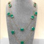 Cascade Necklace, two-row square-bead, length 80 cm, yellow metal
