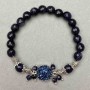 Bracelet 'Aventurine Night Kaïra' with a faceted bead, 8 mm diameter ±, 13 mm cabochon ±, 18 cm stretch