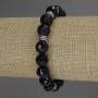 Bracelet Assortment: smooth bead and faceted bead, 10 mm diameter ± with metal inserts, 18 cm stretch