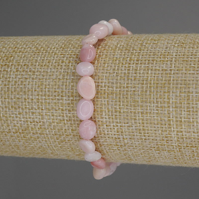 Bracelet Pink Opal Faceted Beads, 8x6 mm, 18 cm Stretch