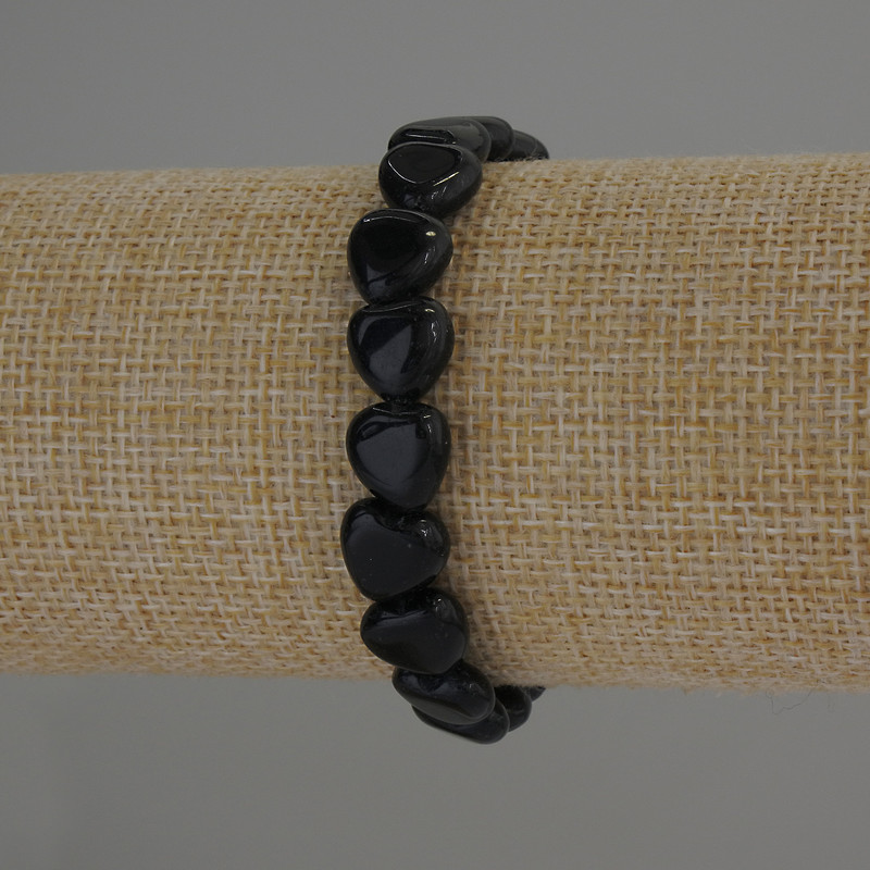 Clearance! Agate natural stone heart-shaped bracelet, 10x10 mm diameter, 18 cm length, stretch