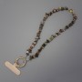 Phone Charm with Jasper Chips 6-10x2-5 mm ± Ring, 24 mm Diameter for Ear Loops, Length 40 cm (Bead Length 37 cm)