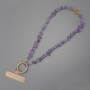 Phone charm with amethyst shard 7×2–3 mm + ring, 24 mm diameter, length 40 cm (bead length 37 cm)