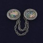 Brooch for cardigans Haliotis silver-toned metal, diameter about 18 mm, chain length about 9 cm