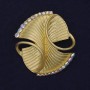Accent Brooch in Golden Pearlescent Color with Rainbow Crystals, Golden Metal 45x40 mm