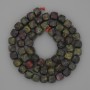 Beads of natural jasper 'Dragon's Blood', faceted cubes 7mm +/- on a thread, length 39 cm+