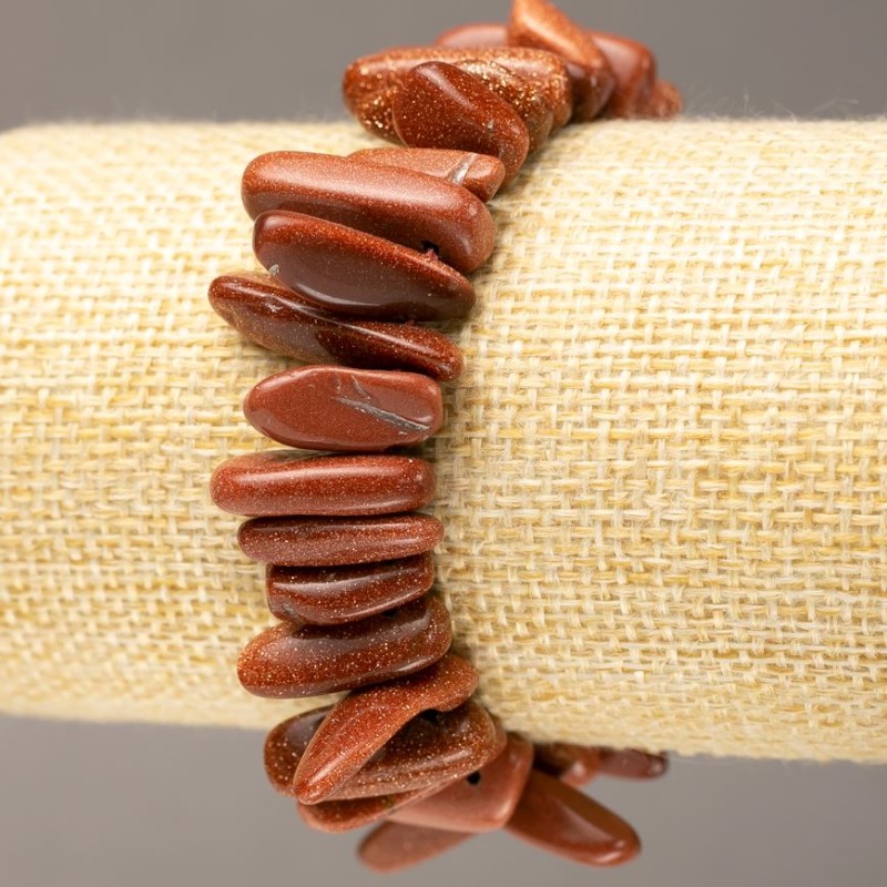 Aventurine Bracelet 'Golden Sand' grain 'needle' on elastic, diameter 14-26×4-6(±)mm, circumference 18 cm