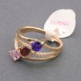 Xuping Ring in Gold Color with Multicolored Crystals, Sizes 16, 17, 18, 19
