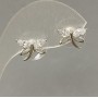 Stud earrings with white crystals, diameter 10x12 mm ±, silver-toned metal