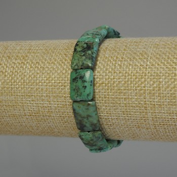 African Turquoise Bracelet (artificial) rectangle, 16x12mm±, length 18cm± stretch