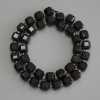 Turmaline beads faceted cube 8.5x8.5 mm+- with 3 mm+- seed beads on a string, length 37 cm+-