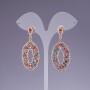 Earrings with multicolored rhinestones, length 5.5 cm, yellow metal