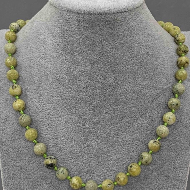 Necklace Yellow Turquoise (single) smooth bead, diameter 8.5 mm ±, length 50 cm ±