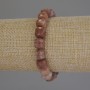 Bracelet of Selenite and Sunstone, Faceted Cube Beads, 9 mm Diameter, 18 cm Stretch