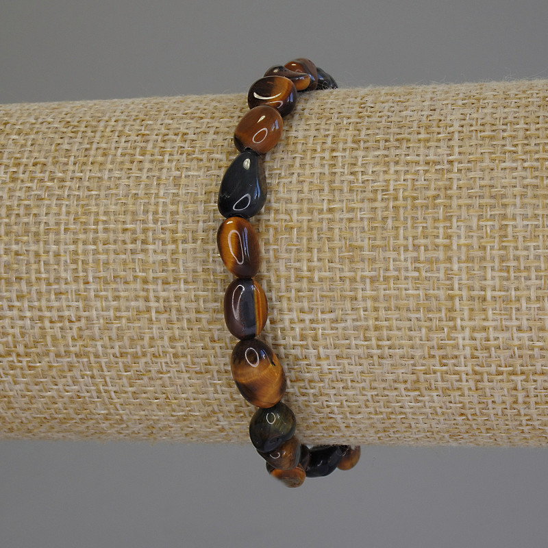 Tiger's Eye Bracelet, Faceted, 6-10x6 mm, 18 cm, Stretch