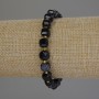 Faceted Agate Cube Bracelet, 7x7 mm cubes, 3 mm seed beads, 18 cm length, stretch