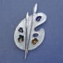 Brooch Blue Palette enamel on silver-toned metal 50×27mm+
