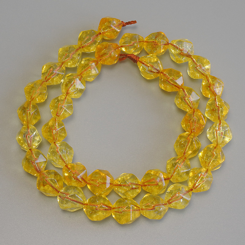 Citrine Beads, Faceted, diameter 9.5×8.5 mm, length 37 cm on thread