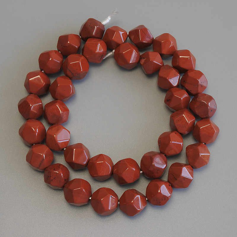 Red Jasper Beads, Multifaceted, 10x9.5 mm, length 37 cm