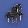 Brooch 'Piano' black enamel, silver-tone metal 36×30 mm+