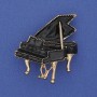 Brooch 'Piano' Black Enamel Golden Metal 36×30 mm+